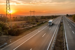 single truck on the open road
